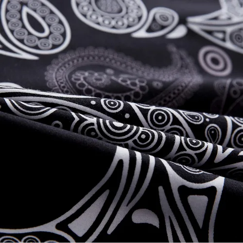 Vista 9 de LAMEJOR Juego de funda de edredón tamaño individual, decoración de Halloween, esqueleto de calavera negra, estampado floral, lujoso, suave, funda