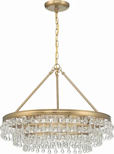 Vista 2 de Crystorama Calypso - Lámpara de araña dorada vibrante con forma de lágrima de cristal de 25 pulgadas