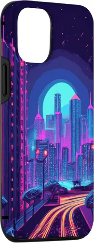 Vista 3 de Funda estética para iPhone 15 Vaporwave Anime City 80s 90s Futurism
