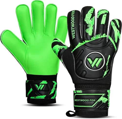 Vista 8 de WESTWOOD FOX Guantes de portero Guantes de portero de fútbol con protección para los dedos para niños, jóvenes, adultos, agarre pesado en la palma