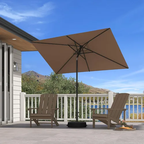Vista 30 de PURPLE LEAF Sombrilla LED para patio y piscina, 5 x 8 pies, con base para Beige