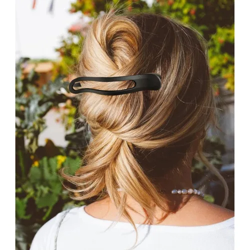 Vista 2 de Pinzas de pelo planas francesas para mujer, paquete de 4 pinzas curvadas para cabello grueso y fino, agarre fuerte, agarre antideslizante, pinzas