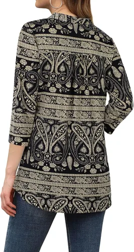 Vista 3 de BEPEI Blusas de manga 34 para mujer, cuello en V, camisas de trabajo de negocios