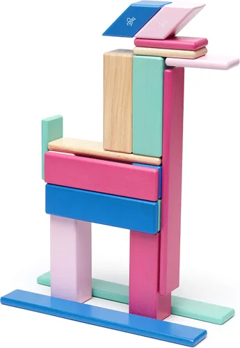 Vista 7 de Conjunto de 24 bloques magnéticos de madera de Tegu, talla única , Blossom