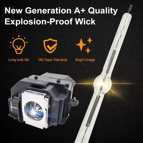 Vista 3 de Bombilla de repuesto para proyector ELP58 / V13H010L58 de calidad A+ con carcasa compatible con EPSON EB-S10 EB-S9 EB-S92 EB-W10 EX5200 EX7200 H367A