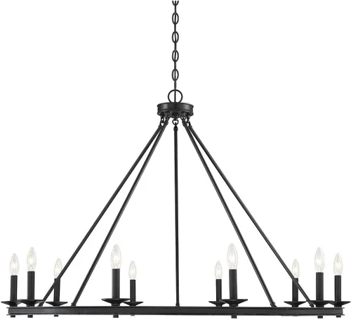 Vista 12 de Savoy House 1-307-6-89 Middleton - Lámpara de araña circular industrial con forma de anillo de 6 luces color negro mate moderno y rústico