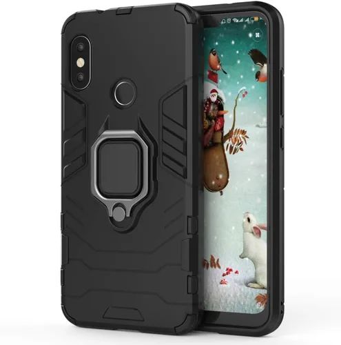 Vista 6 de Compatible con Mi A2 Lite, soporte de anillo de metal a prueba de golpes (funciona con soporte magnético para automóvil), cubierta resistente