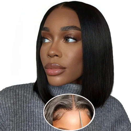 Vista 16 de Peluca de cabello humano con reflejos degradados 4/27, 8 pulgadas, lacio, 427, peluca bob de 13 x 4 con reflejos HD, peluca de cabello humano
