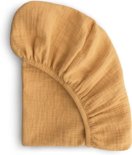 Vista 2 de mushie Sábana de muselina extra suave para cuna 30 x 16 pulgadas (amarillo otoño)
