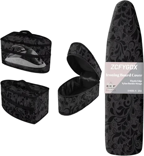 Vista 13 de Juego de funda para tabla de planchar 2 en 1 con correas de nailon y funda de hierro, funda protectora resistente a las manchas de 15 x 48 pulgadas