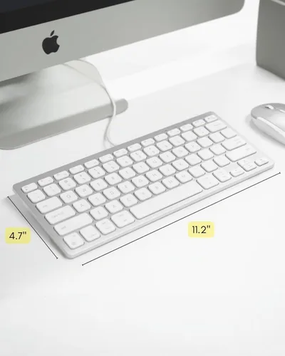 Vista 6 de Macally Teclado USB C con cable para Mac (USB C + USB A) - Teclado compatible para MacBook Pro/Air, iMac y MacMini - Teclado compacto Mac