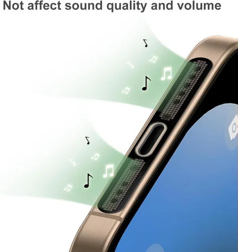 Vista 3 de Cubierta antipolvo para altavoz para iPhone 17/16 Pro Max, 16 Pro, 15 Pro, 15 Pro Max, protector de altavoz para iPhone, cubierta adhesiva