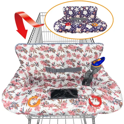 Vista 13 de Funda para carrito de compras para bebés y niños pequeños, funda impermeable para carrito de comestibles y silla alta, funda acolchada suave