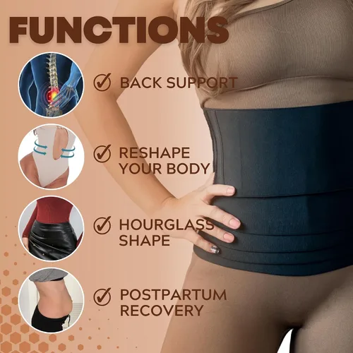 Vista 5 de gogrit Entrenador de cintura posparto, banda para el vientre con forma de reloj de arena, corsé moldeador de cuerpo, faja deportiva para mujer