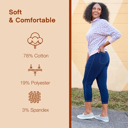 Vista 4 de No Nonsense Leggings de mezclilla elásticos con bolsillos para mujer
