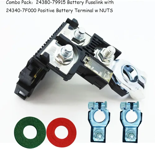 Vista 4 de 24380-79915 2438079915 Fusible de Batería Fuselink Fusible 24340-7F000, tuercas de terminal positivo de batería, compatible con Nissan 350Z