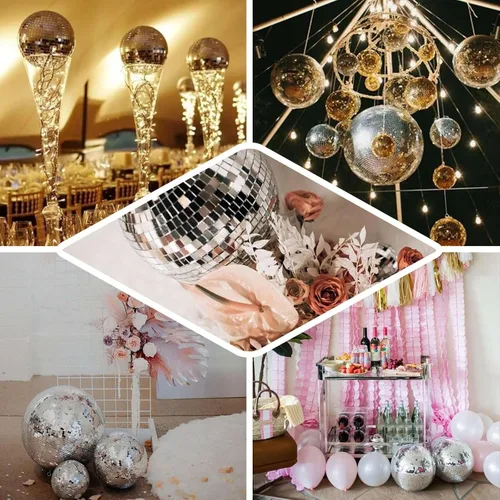Vista 5 de Efavormart - 6 espejos de cristal de oro rosa de 2 pulgadas, decoración de fiesta de discoteca para bodas, eventos, fiestas de cumpleaños