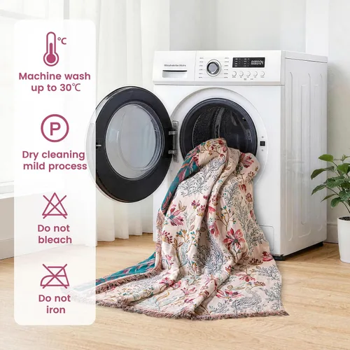 Vista 51 de MSGKV - Manta bohemia/primaveral de algodón para sofá y sala de estar, de gasa acogedora, de 50 x 60 pulgadas 50"x60" Cotton Throw, Woven Bird