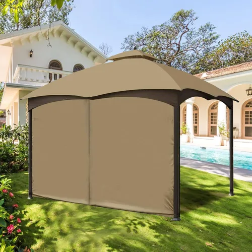 Vista 8 de Cortina Universal de Repuesto para Privacidad de Gazebo - Wonwon Panel de Privacidad con Toldo y Cierre para Gazebo al Aire Libre de 10 x 10 Pies
