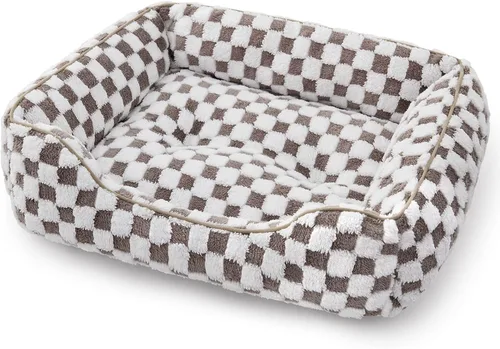 Vista 12 de JOEJOY Cama para perros medianos y pequeños, sofá cama ortopédica rectangular para perros, bonita cama moderna para cachorros con felpa jacquard