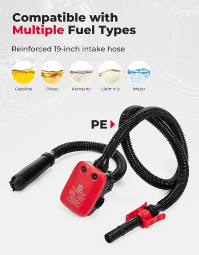 Vista 6 de KEMIMOTO Bomba de Transferencia de Combustible Recargable, Batería de Litio de 4000mAh con Sensor de Parada Automática, Flujo de 3.2 GPM, Bomba