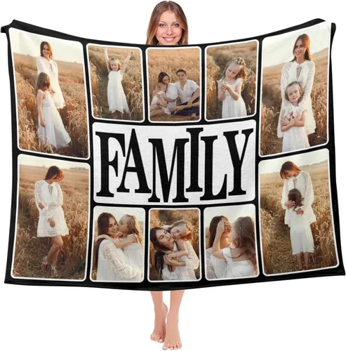 Vista 12 de Mantas personalizadas con fotos, mantas de cumpleaños personalizadas, regalos para adultos, niños, niñas, manta de collage de fotos personalizada