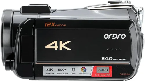 Vista 4 de ORDRO Videocámara con Zoom Óptico para Transmisión en Vivo UHD 4K, AC5 Plus, Cámara para Vlogging de YouTube, Pantalla Táctil Giratoria, Anti-Shake