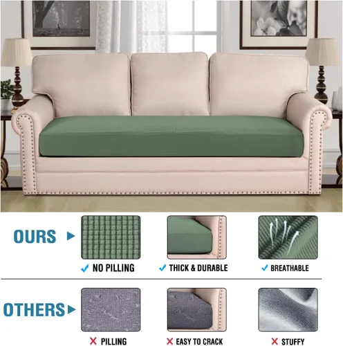 Vista 445 de H.VERSAILTEX Fundas de Cojín de Asiento Individuales Super Elásticas Fundas de Sofá Fundas de Cojín de Sofá Fundas Deslizables Juegos Tela de Sarga