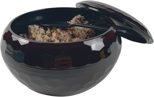 Vista 5 de JapanBargain 2073, cuenco de arroz con tapa y pala de paleta de arroz, recipiente de arroz japonés Ohitsu chino asiático restaurante arroz
