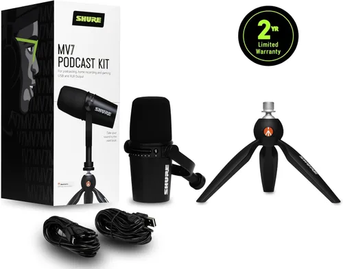 Vista 2 de Shure Micrófono y soporte USB para podcast MV7