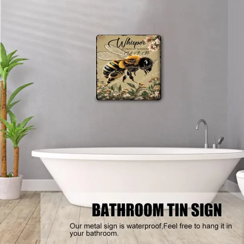 Vista 2 de Zomyto Póster de Whisper Words of Wisdom Let It Be Bees para amantes de las abejas, carteles inspiradores para mujeres y hombres, plato retro