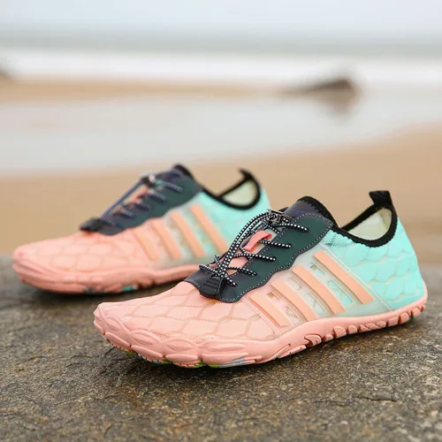 Vista 9 de Whatseaso Zapatos acuáticos para mujeres y hombres, de secado rápido, zapatos descalzos para buceo, natación, surf, aqua, caminar, playa, yoga