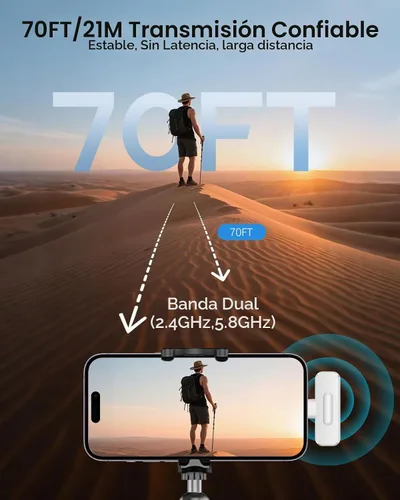 Vista 4 de Mini micrófono inalámbrico para iPhone, paquete de 2 micrófonos Lavalier para grabación de video, micrófono de solapa con reducción de ruido 2 en 1