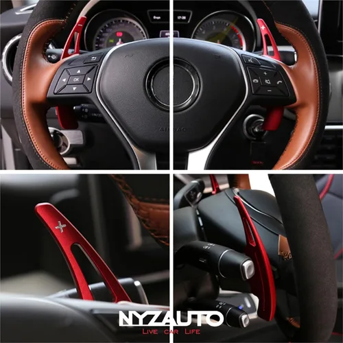 Vista 3 de NYZAUTO Extensión de Paletas de Cambio del Volante de Aleación de Aluminio Compatible con Mercedes Benz A B E GLA GLK SLK M GL Class (Modelo A-Rojo)