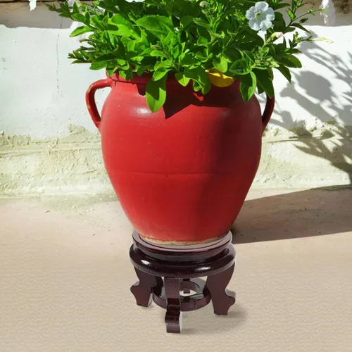 Vista 8 de BESTOYARD Base de maceta de madera asiática Soporte de jarrón de madera Soporte para plantas de madera Maceta de madera Plantas suculentas