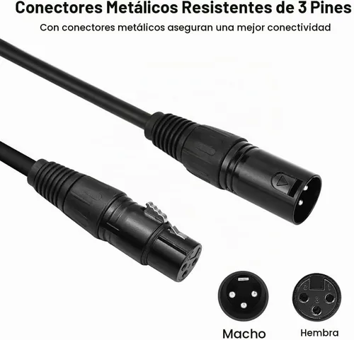 Vista 3 de Cable DMX de 10 pies / 10.0 ft, 4 paquetes de cables DMX de 3 pines, cables DMX, DMX512 XLR macho a hembra cable de señal de luz de escenario