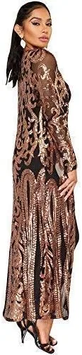Vista 5 de Women Totem Sequin Applique Long Sleeved Perspective Ankle Length Cardigan Cloak