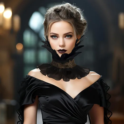 Vista 2 de HOMELEX Gargantilla gótica victoriana negra con cuello de plumas naturales para Halloween