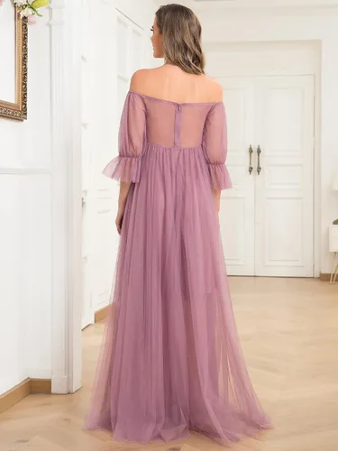 Vista 2 de Ever-Pretty Vestido de maternidad de tul con hombros descubiertos para mujer 20862