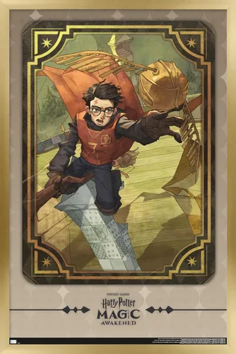 Vista 17 de Trends International Harry Potter: Magic Awakened - Póster de pared de Harry Quidditch, 22.4 pulgadas de largo x 14.7 pulgadas, versión enmarcada