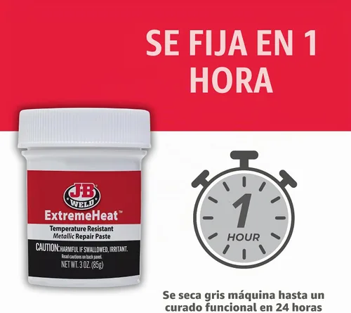 Vista 4 de J-B Weld 37901 ExtremeHeat - Pasta metálica resistente a altas temperaturas, 3 oz