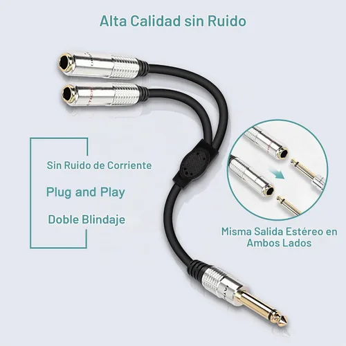 Vista 4 de XMSJSIY Cable divisor en Y de señal de guitarra TS de 0.25 in - 1.6 ft/1,6