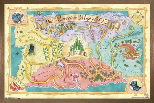 Vista 15 de The Wizard Of Oz - Póster de pared de mapa, 22.4 pulgadas de largo x 14.7 pulgadas de ancho, versión enmarcada de madera de granero