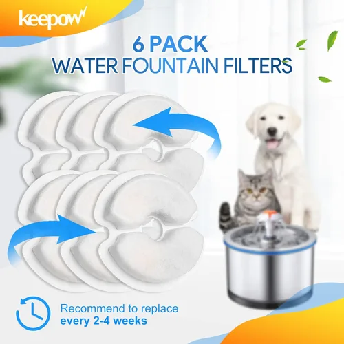 Vista 8 de KEEPOW Filtro de fuente para mascotas de repuesto para 67 oz/2L y 84 oz/2.5 L, paquete de 6 filtros de fuente para gatos compatibles con plástico