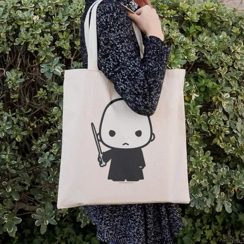 Vista 3 de Harry Potter Voldemort Cute Chibi Character Grocery Travel Bolsa de mano reutilizable