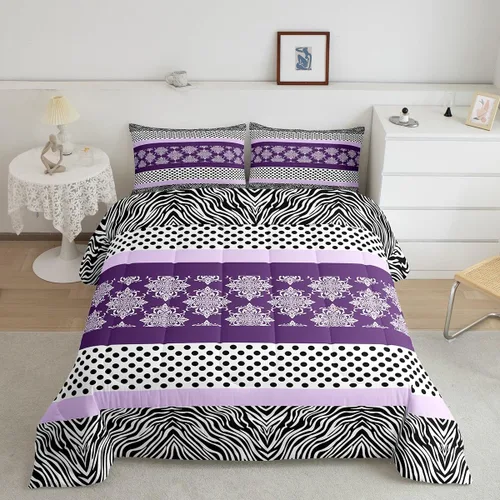 Vista 16 de Juego de ropa de cama individual de piel de cebra, guepardo y leopardo, para niños y adultos, juego de edredón de piel de animales salvajes
