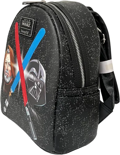 Vista 6 de Loungefly Exclusivo bolso de hombro con doble correa de Star Wars Darth Vader y Obi-Wan, Multi color, Mini