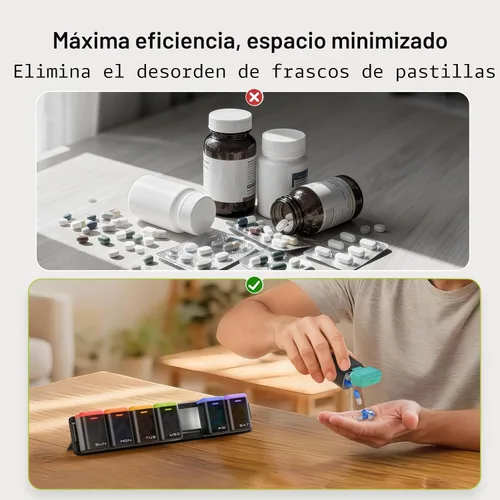 Vista 6 de KOVIUU Organizador semanal de píldoras magnético, pastillero extraíble 7 días 1 vez al día, gran pastillero de viaje, dispensador de medicamentos