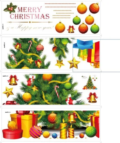 Vista 7 de Pegatinas grandes de árbol de Navidad de 51.2 x 47.2 pulgadas, calcomanías de decoración de Navidad, decoración de sala de estar, calcomanías