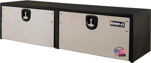 Vista 15 de Buyers Products 1703700 - Caja de almacenamiento para debajo del camión de acero negro con puerta de acero inoxidable pulido plateado, 14 x 16 x 24